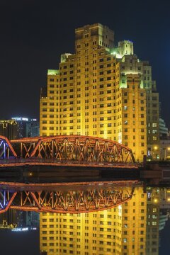 View from Waterfront The Bund at night, Shanghai, China