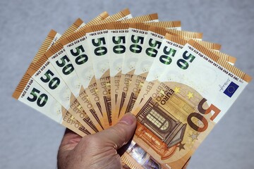 Banknotes, 50 euro notes, fanned, Germany