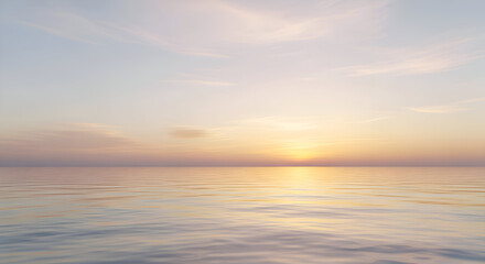 Fototapeta premium Serene Sunset over Calm Ocean A Peaceful Seascape
