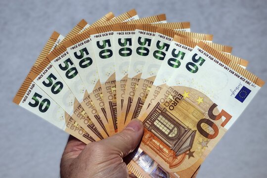Banknotes, 50 euro notes, fanned, Germany
