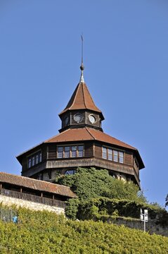 Dicker Turm tower at Esslinger Burg Castle, Esslingen am Neckar, Baden-Wuerttemberg, Germany, Europe