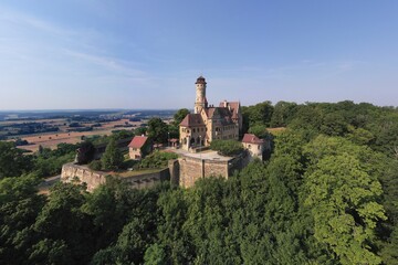 Altenburg, medieval hilltop castle at 400m, landmark of Bamberg, first documented in 1109, aerial view, Bamberg, Steigerwaldhöhe, Upper Franconia, Franconia, Germany