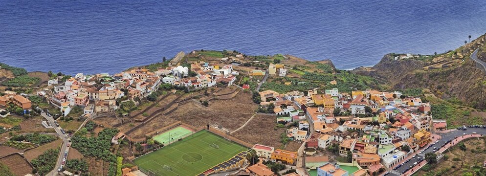 The small pristine coastal village of Agulo, La Gomera, Canary Islands, Spain, Europe
