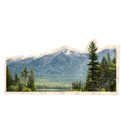 scrapbook cutout of snow covered mountains