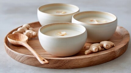 Creamy Ginger Soup in Porcelain Bowls