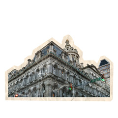 scrapbook cutout of old building in the city