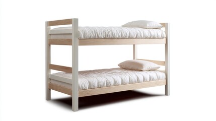 A modern bunk bed design that combines style and functionality. This wooden furniture is perfect for sharing rooms. Ideal for kids or compact spaces. The clean lines add elegance to any room. AI