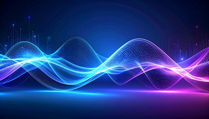 Abstract glowing waves in vibrant blues and purples