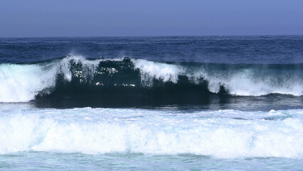 Huge waves in the ocean near Baiona, Camino de Santiago 
