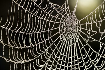 Spider's web with dew against the light