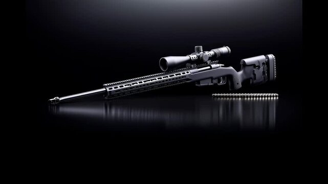 Modern sniper rifle on a black background