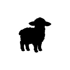 Cute lamb silhouette vector flat illustration design.