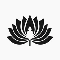 Buddha Lotus Vector Image. Black and white Buddha Lotus Vector on white background.