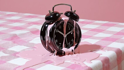Pink alarm clock melting