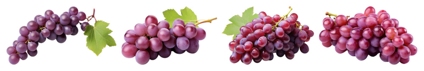 PNG Vibrant clusters of fresh grapes, element set on transparent background