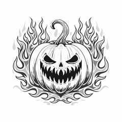 Scary Pumpkin Flames Vectors and Illustration on white background.