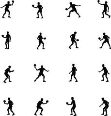 Naklejka premium Table tennis players action silhouettes diverse poses
