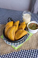 Handmade Colombian empanadas – Image of traditional Valluna empanadas with homemade filling, perfect to illustrate Latin gastronomy