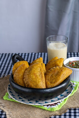 Handmade Colombian empanadas – Image of traditional Valluna empanadas with homemade filling, perfect to illustrate Latin gastronomy