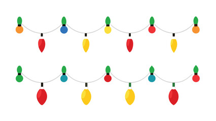 Festive Christmas Lights Garland Decoration on White Background for Holiday Season