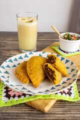 Handmade Colombian empanadas – Image of traditional Valluna empanadas with homemade filling, perfect to illustrate Latin gastronomy