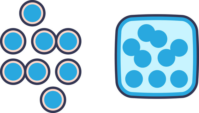 A diagram comparing intracellular (ICF) and extracellular (ECF) fluid compartments. It visualizes solutes distributed inside and outside a cell, a key concept in physiology.
