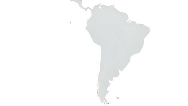 Simplified grayscale map showcasing the South American continent.