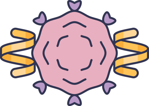 An illustration of heparin's effect, showing a ribbon-like heparin molecule binding to a target protein or cell with receptors, representing its anticoagulant mechanism of action.