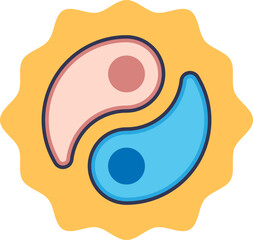 A Yin-Yang symbol composed of two cells represents homeostasis. This icon illustrates the dynamic equilibrium of opposing physiological processes needed to maintain internal stability in an organism.