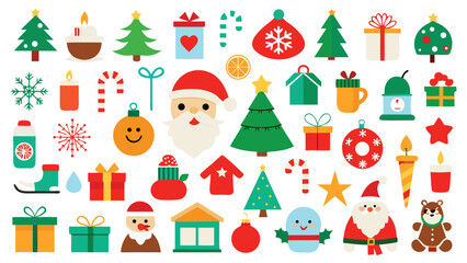 Festive Christmas Icons and Holiday Elements Collection for Graphic Design Projects