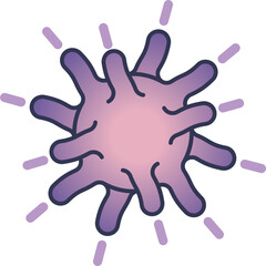Stylized illustration of an activated platelet with pseudopod extensions. This depicts the morphological change essential for thrombosis and hemostasis.