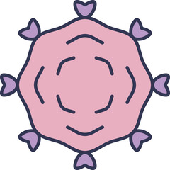 A stylized icon of a platelet (thrombocyte) with its surface receptors. This visualizes the molecular mechanism of cell signaling, adhesion, and blood coagulation.