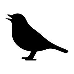 Silhouette of a singing bird, isolated on white background, vector illustration