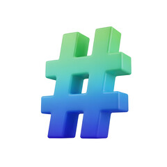 Fototapeta premium 3d render of a gradient hashtag symbol for social media marketing and digital campaigns