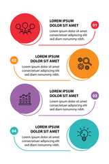 4 steps infographic template with 4 options. Flowchart that can be used for business report, data visualization and presentation. Timeline infographic elements vector illustration.