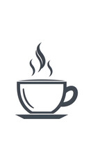 Obraz premium A steaming cup of coffee sits on a saucer, simple line art design.