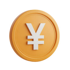 Obraz premium Japanese yen currency coin in gold color 3d render for financial investment