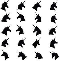 Magical unicorn silhouettes seamless pattern design