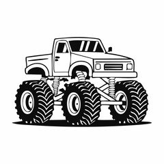 Monster Truck  vector. Monster truck illustration Black and White image vector. © art vector