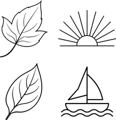 Leaf, Flower, and Petal Botanical Doodle Set