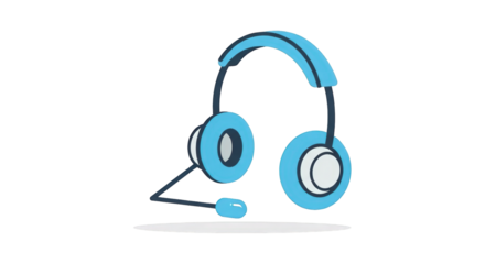 Blue Headset Illustration on White Background headset headphones communication support customer service call center help assistance