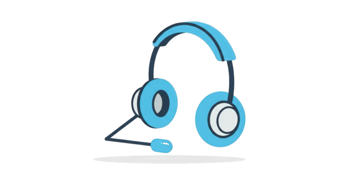 Blue Headset Illustration on White Background headset headphones communication support customer service call center help assistance