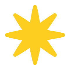 Simple Geometric Yellow Starburst Shape Sparkle Icon Illustration Design