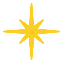 Simple Geometric Yellow Starburst Shape Sparkle Icon Illustration Design