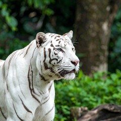 White tiger portrait in jungle (1)