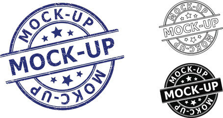 Obraz premium Various mock up stamp designs in blue black and outline format
