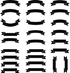 Collection of black silhouette ribbon banners