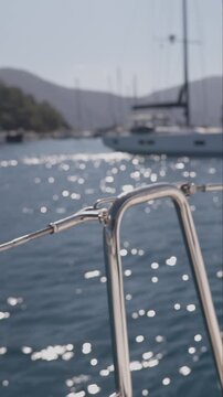 view from yacht in lefkada, greece in vertical