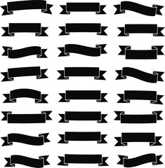 Collection of black silhouette ribbon banners