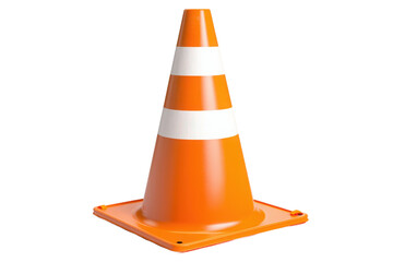 Orange Traffic Cone with White Stripes on a white background